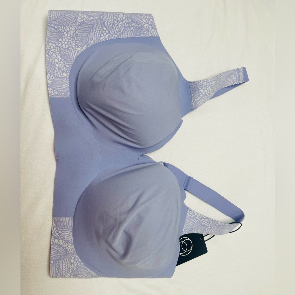 Evelyn &bobbie- Seamless Lavender T-Shirt Bra with Lace-Detail Band